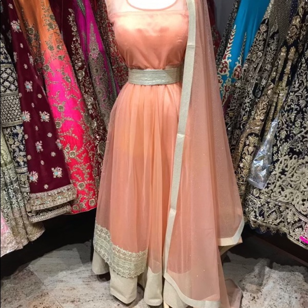 Elegant Peach Wedding Dress